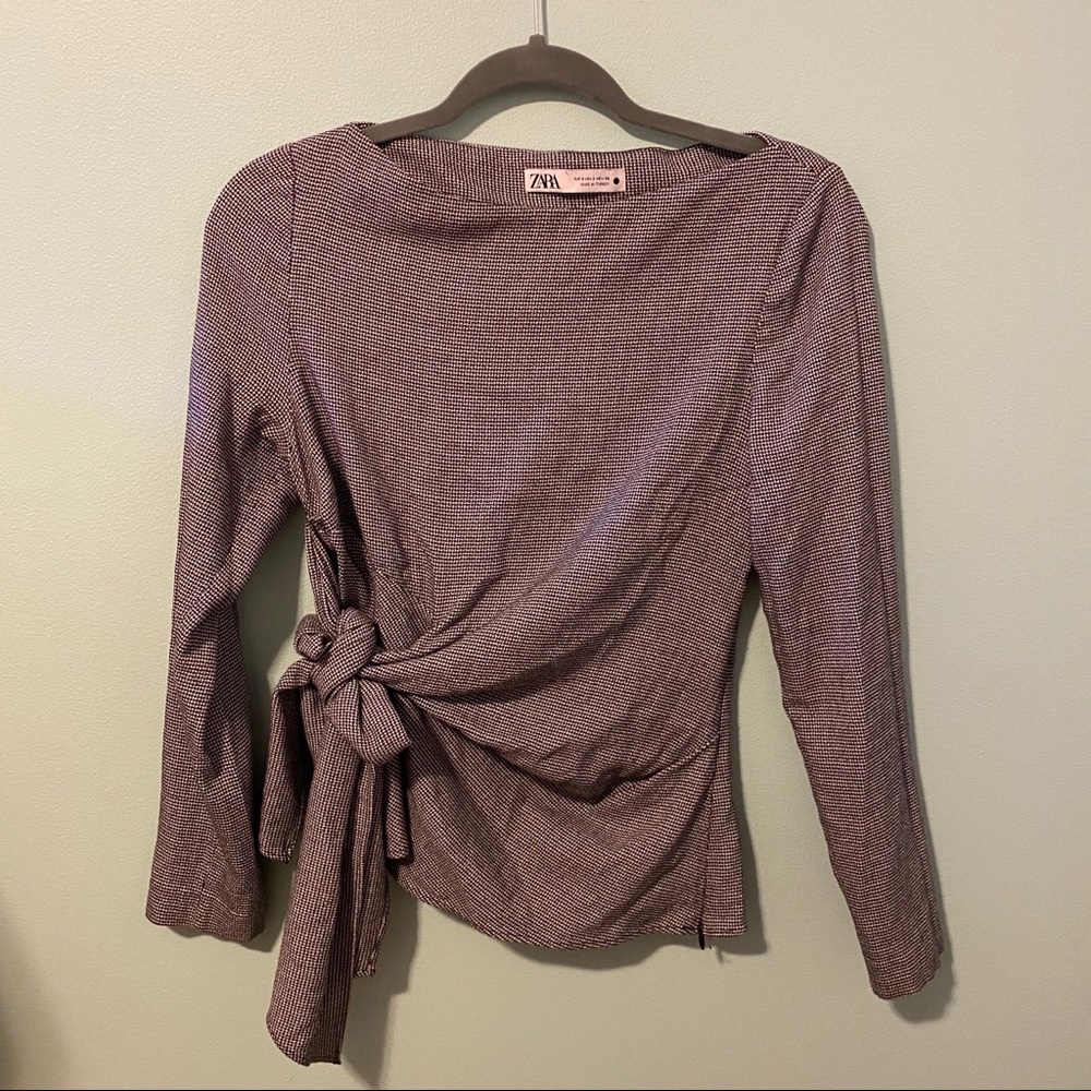 Zara Long Sleeve Blouse Formal Knotted Bow Top